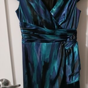Evan Picone Teal and Black Midi Dress